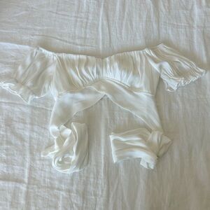 Beginning boutique off shoulder white blouse